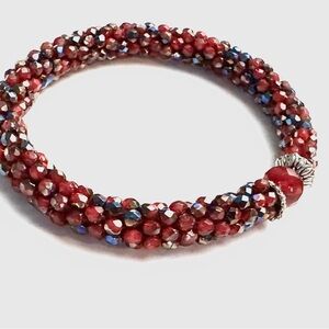 Artisan Bracelet with Faceted Red Czech Glass Beads